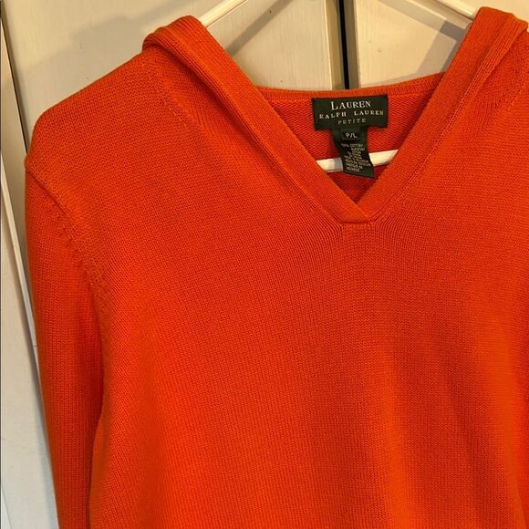 Ralph Lauren Orange Petite Cotton Knit Long Sleeve Pull Over Hoodie PM - Picture 10 of 14